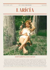 a magazine cover with a woman sitting on a swing